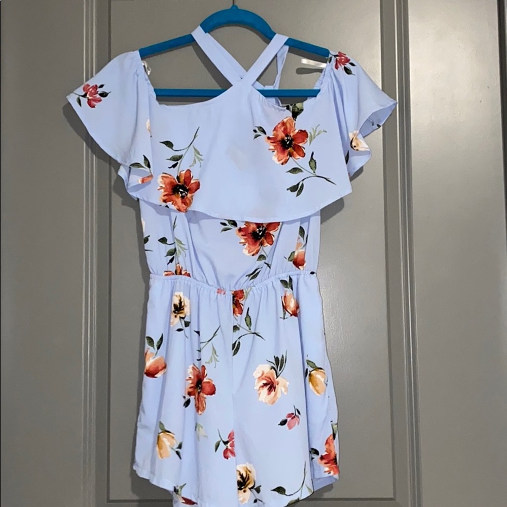 Baby blue floral romper
